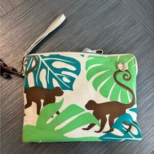 Chico's Green and Brown Monkey Print Clutch